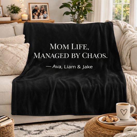 Custom Mom Chaos Funny Black/White Fleece Blanket フリースブランケット