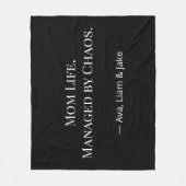 Custom Mom Chaos Funny Black/White Fleece Blanket フリースブランケット (正面)