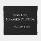 Custom Mom Chaos Funny Black/White Fleece Blanket フリースブランケット (正面(横))