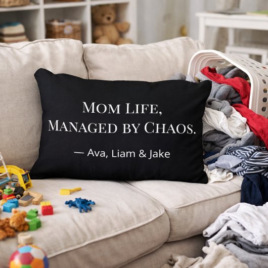 Custom Mom Chaos Funny Black & White Throw Pillow アクセントクッション