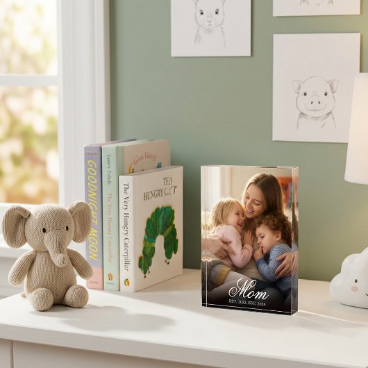 Custom Mom Established Elegant Script Photo フォトブロック
