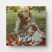 Custom Mom Established Est. Modern Script Photo フォトプラーク (正面)
