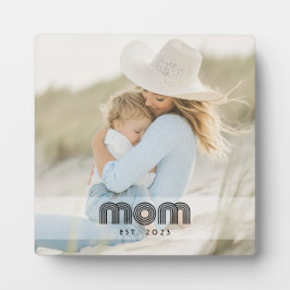 Custom Mom Established Modern Retro Script Photo フォトプラーク