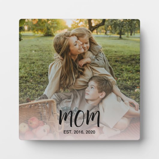 Custom Mom Established Modern Script Overlay Photo フォトプラーク (正面)