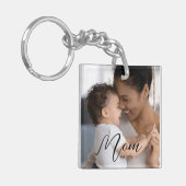 Custom Mom Established Modern Script Photo キーホルダー (正面左)