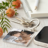 Custom Mom Established Modern Script Photo キーホルダー (正面右)