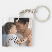 Custom Mom Established Modern Script Photo キーホルダー (裏面)