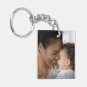 Custom Mom Established Modern Script Photo キーホルダー (正面左)