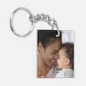 Custom Mom Established Modern Script Photo キーホルダー (正面左)