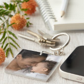 Custom Mom Established Modern Script Photo キーホルダー (正面右)