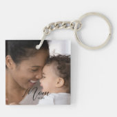 Custom Mom Established Modern Script Photo キーホルダー (裏面)