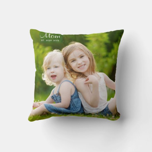Custom Mom Established Modern Script Photo クッション (裏面)