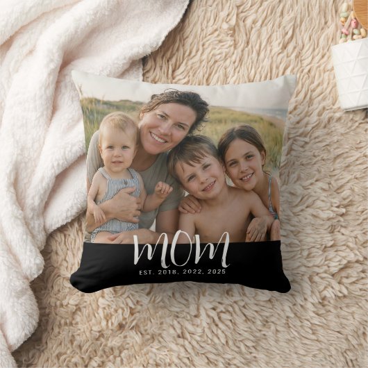 Custom Mom Established Modern Script Photo クッション (ブランケット)