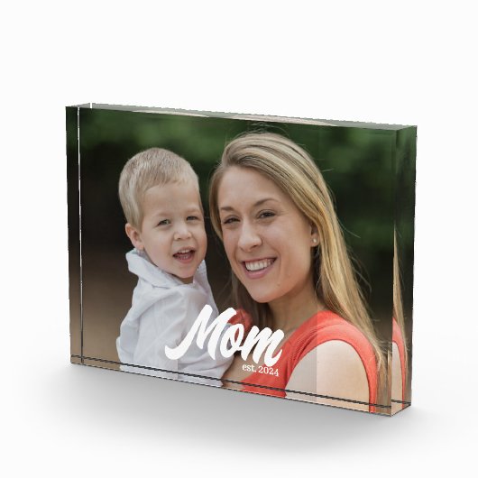 Custom Mom Established Modern Script Photo フォトブロック (右)