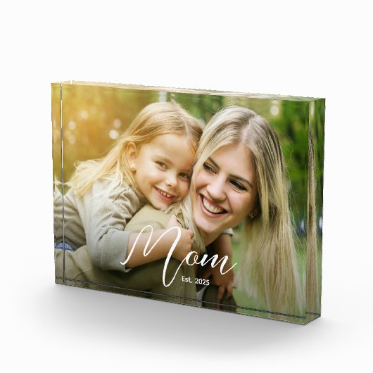 Custom Mom Established Modern Script Photo フォトブロック (右)