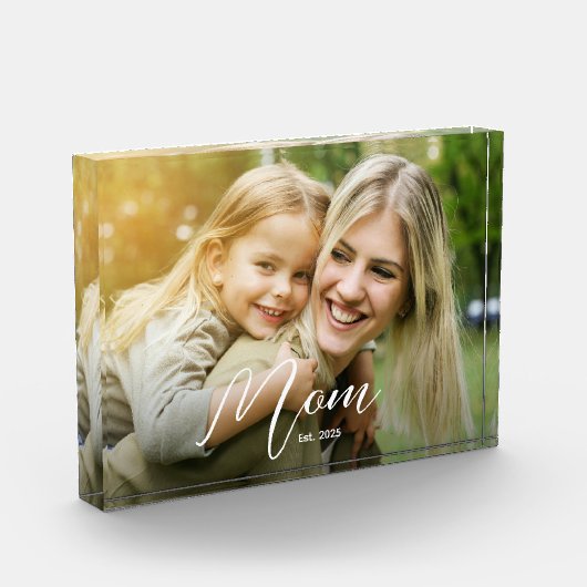 Custom Mom Established Modern Script Photo フォトブロック (左)