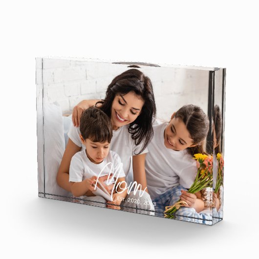 Custom Mom Established Modern Script Photo フォトブロック (右)