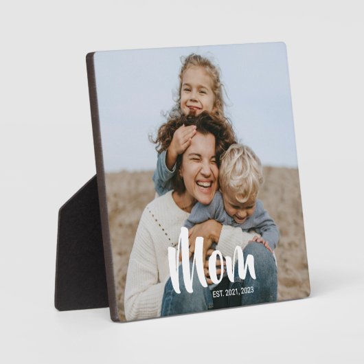 Custom Mom Established Modern Script Photo フォトプラーク (正面)