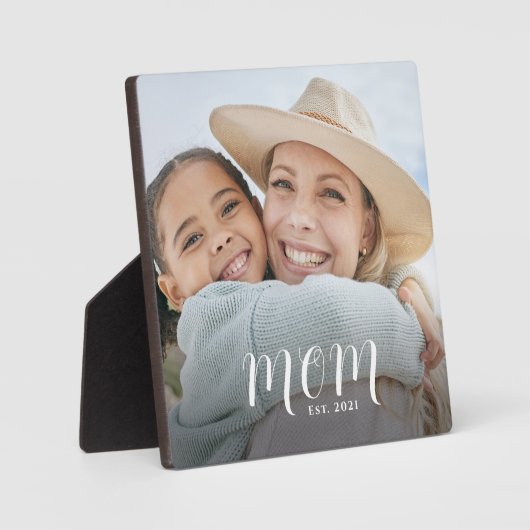 Custom Mom Established Modern Script Photo フォトプラーク (正面)
