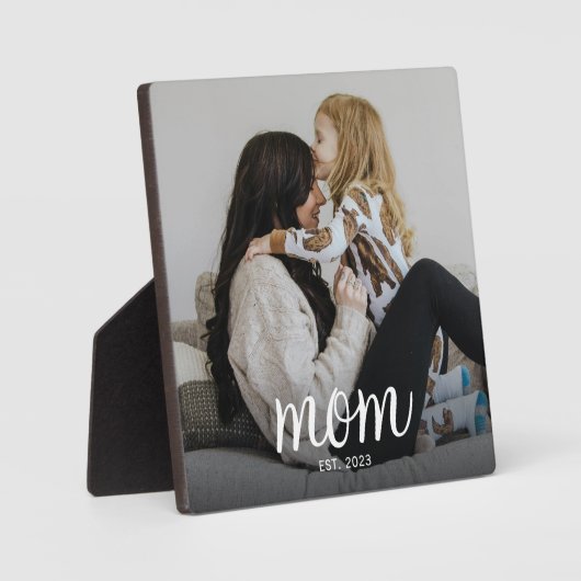 Custom Mom Established Modern Script Photo フォトプラーク (正面)