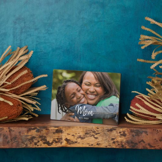 Custom Mom Established Modern Script Photo フォトプラーク (側面)