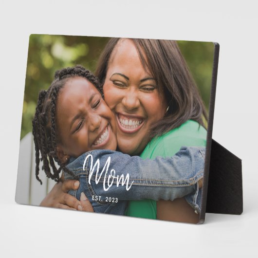 Custom Mom Established Modern Script Photo フォトプラーク (側面)