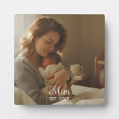 Custom Mom Established Modern Script Photo フォトプラーク (正面)