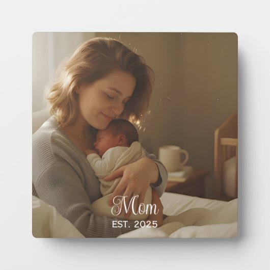 Custom Mom Established Modern Script Photo フォトプラーク (正面)