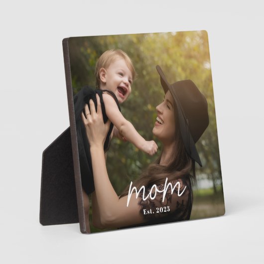 Custom Mom Established Modern Script Photo フォトプラーク (正面)