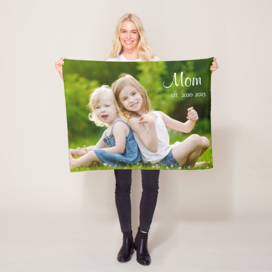 Custom Mom Established Modern Script Photo フリースブランケット (インサイチュ)