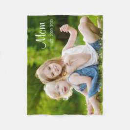 Custom Mom Established Modern Script Photo フリースブランケット