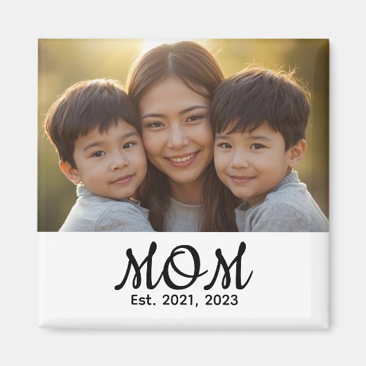 Custom Mom Established Modern Script Photo マグネット (正面)