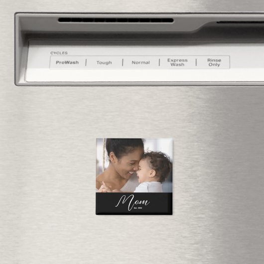 Custom Mom Established Modern Script Photo マグネット (インサイチュ (食洗機))