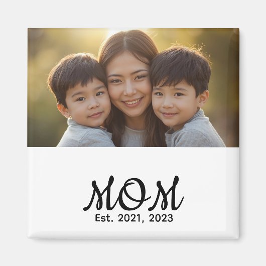 Custom Mom Established Modern Script Photo マグネット (正面)