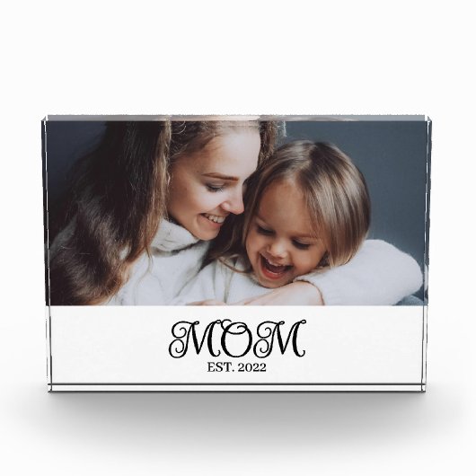 Custom Mom Established Modern Script Photo Block フォトブロック (正面)
