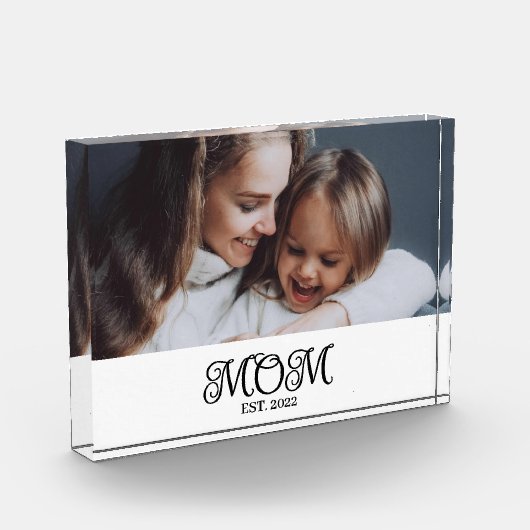 Custom Mom Established Modern Script Photo Block フォトブロック (左)