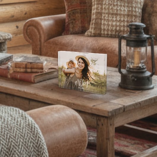 Custom Mom Established Modern Script Photo Block フォトブロック
