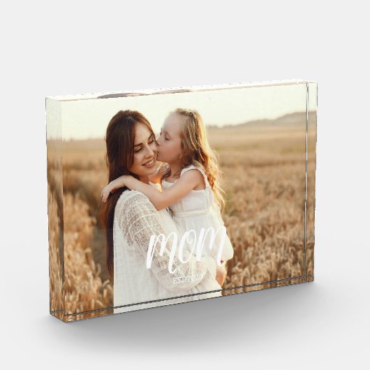 Custom Mom Established Modern Script Photo Block フォトブロック (左)
