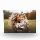 Custom Mom Established Modern Script Photo Block フォトブロック (正面)