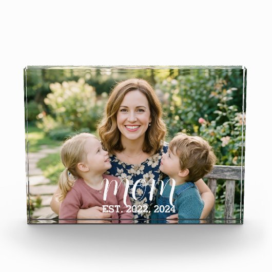 Custom Mom Established Modern Script Photo Block  フォトブロック (正面)