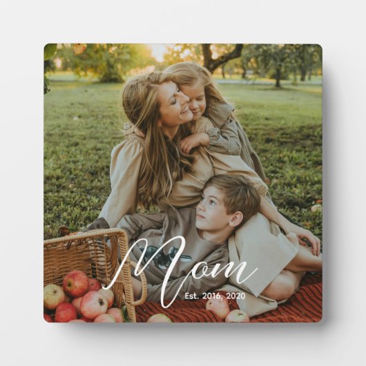 Custom Mom Established Modern Script Photo Plaque フォトプラーク (正面)