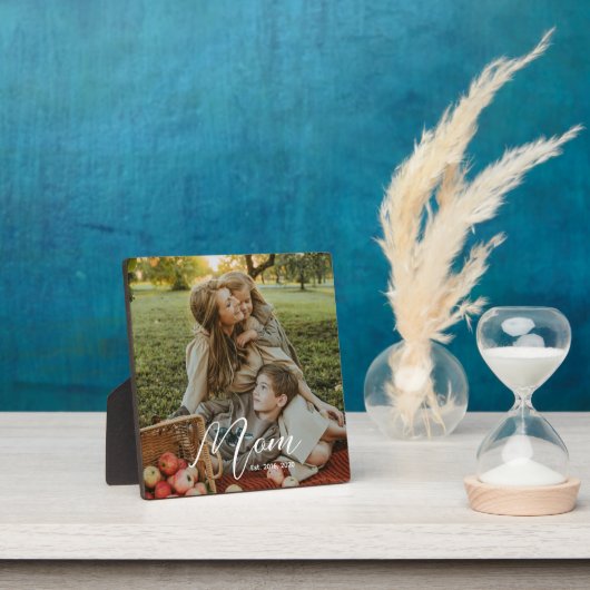 Custom Mom Established Modern Script Photo Plaque フォトプラーク (インサイチュ)