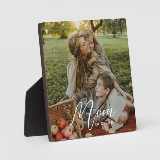 Custom Mom Established Modern Script Photo Plaque フォトプラーク (正面)