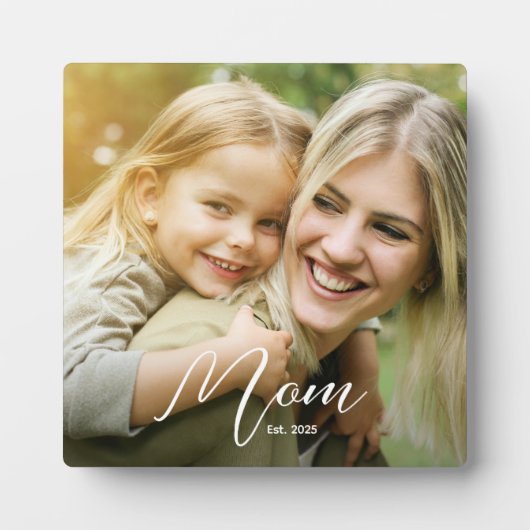 Custom Mom Established Modern Script Photo Plaque フォトプラーク (正面)
