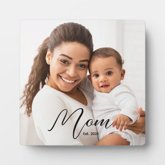 Custom Mom Established Modern Script Photo Plaque フォトプラーク (正面)
