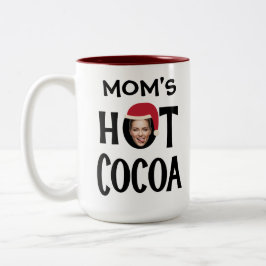 Custom Mom Face & Name Hot Cocoa Christmas ツートーンマグカップ