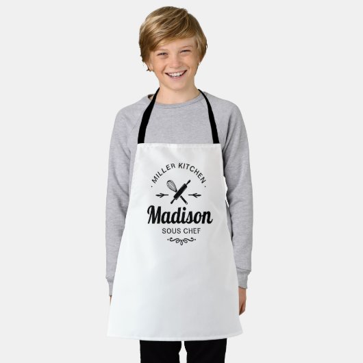 Custom Mom & Kids Holiday Apron Set エプロン (着用した状態)