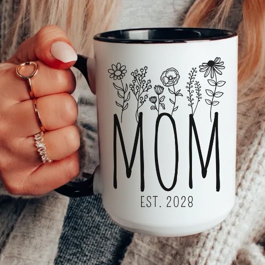 Custom Mom Mug, Floral Coffee Mug for New Moms マグカップ
