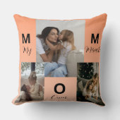 Custom "MOM" Photo Collage Throw Pillow クッション (正面)