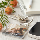 Custom Mom Photo Script Est Date Mother's Day キーホルダー (正面右)